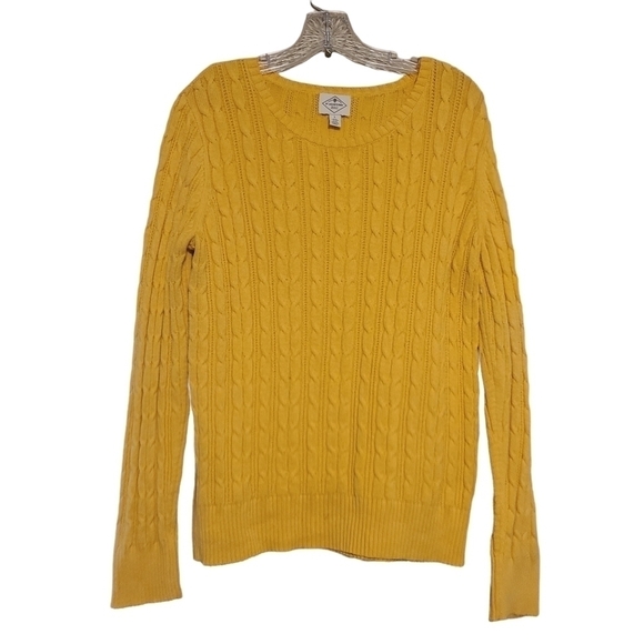 St. John's Bay | Women's Gold or Yellow Cableknit Sweater (Size Large) - Picture 1 of 11